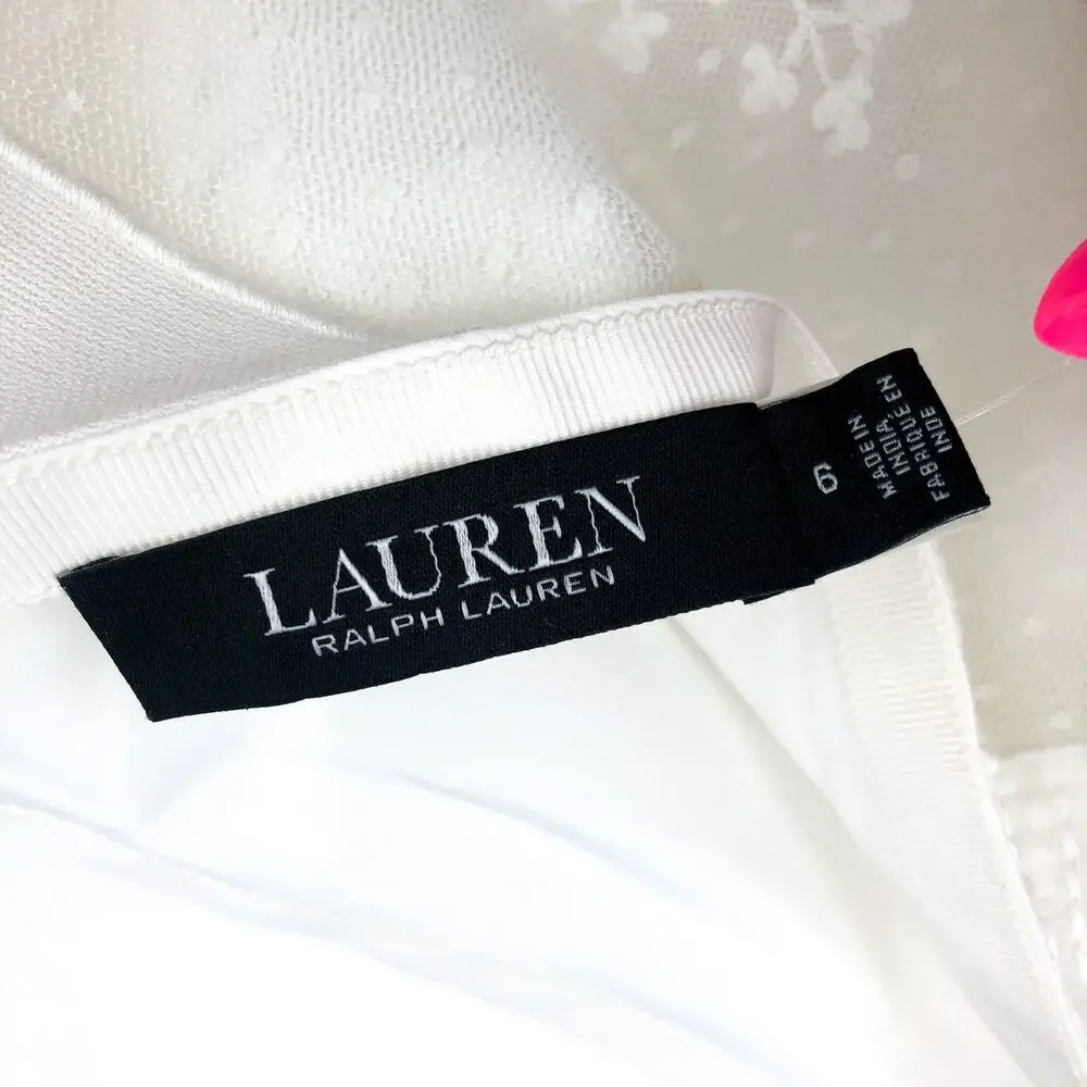 LAUREN RALPH LAUREN Women's Mesh Lace Midi Flared Skirt Size 6 White NWT - Picture 8 of 12